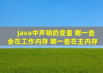 java中声明的变量 哪一些会在工作内存 哪一些在主内存